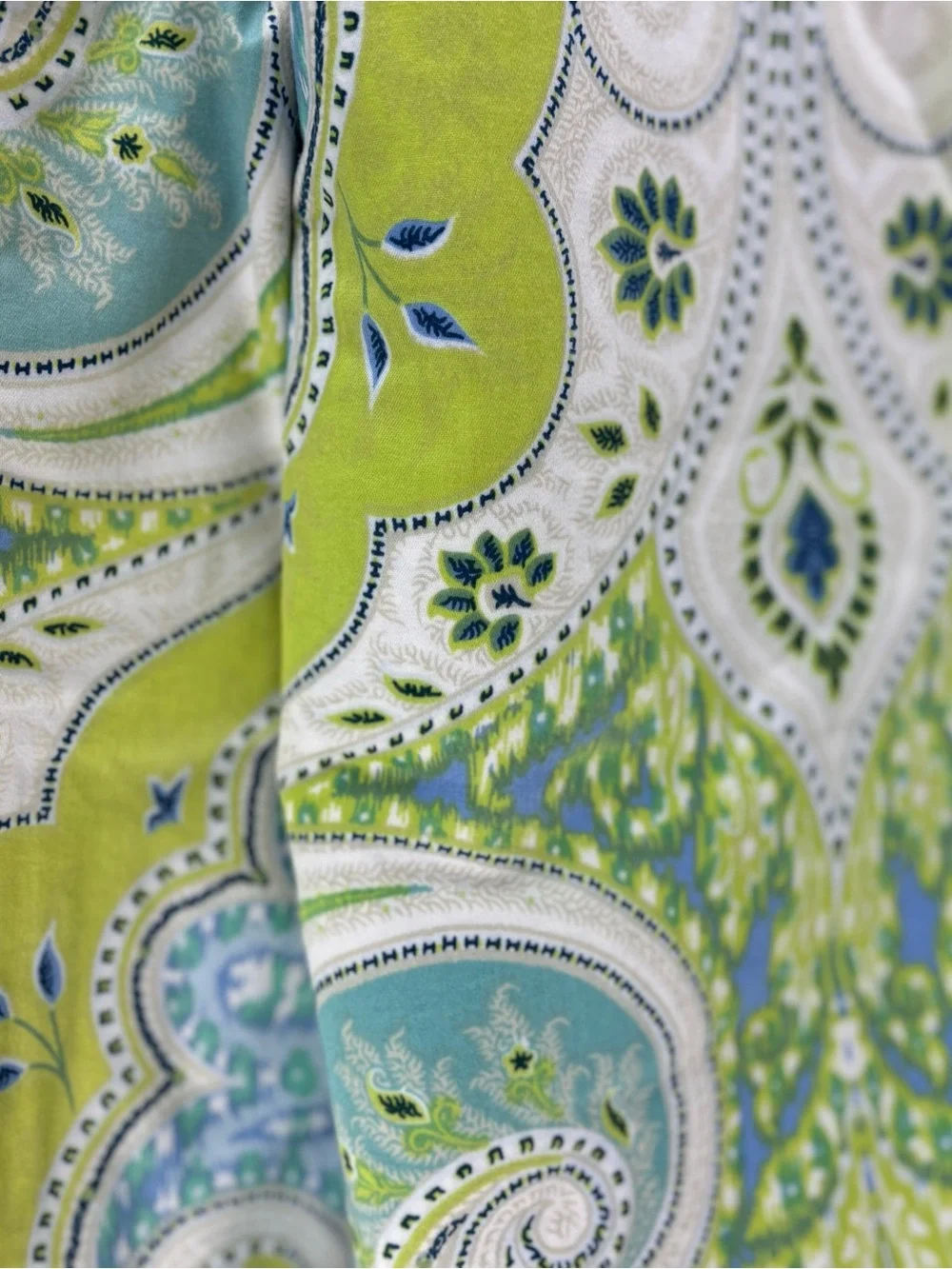 ECHO Design Duvet & Sham (2) set-“Sardinia” Paisley Print -Green & Blue F/Q